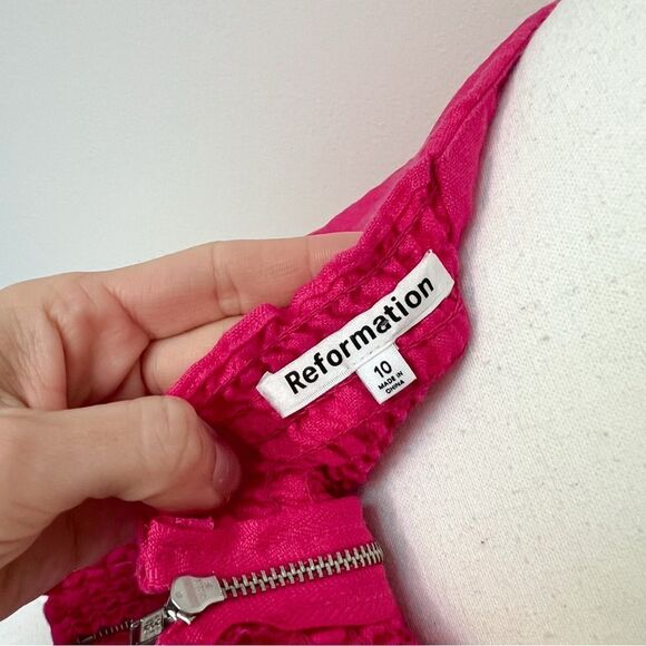 Reformation Orzo Pink Linen Crop Top in Pink Size 10 - Picture 5 of 7
